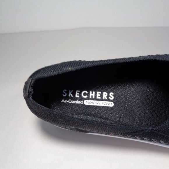Skechers Size 7 M POPPY Black Woven New Sneakers - Picture 10 of 13